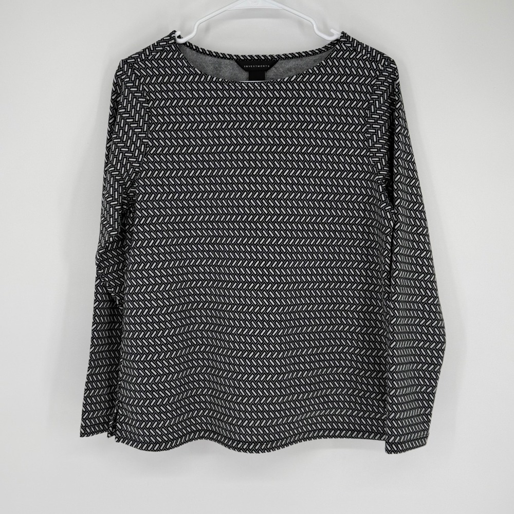 Investments Top Women's Medium Black White Dark Academia Office Siren Work Wear
